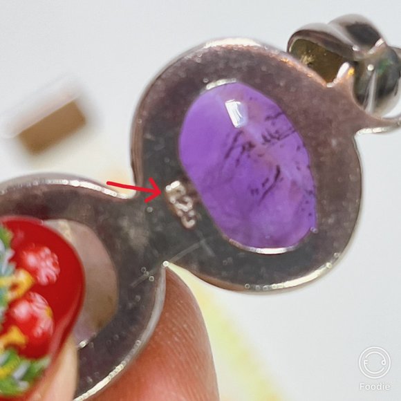 NEW LARGE AMETHYST/MOONSTONE PENDANT - 925 SILVER INDIA ARTISAN - Picture 5 of 12